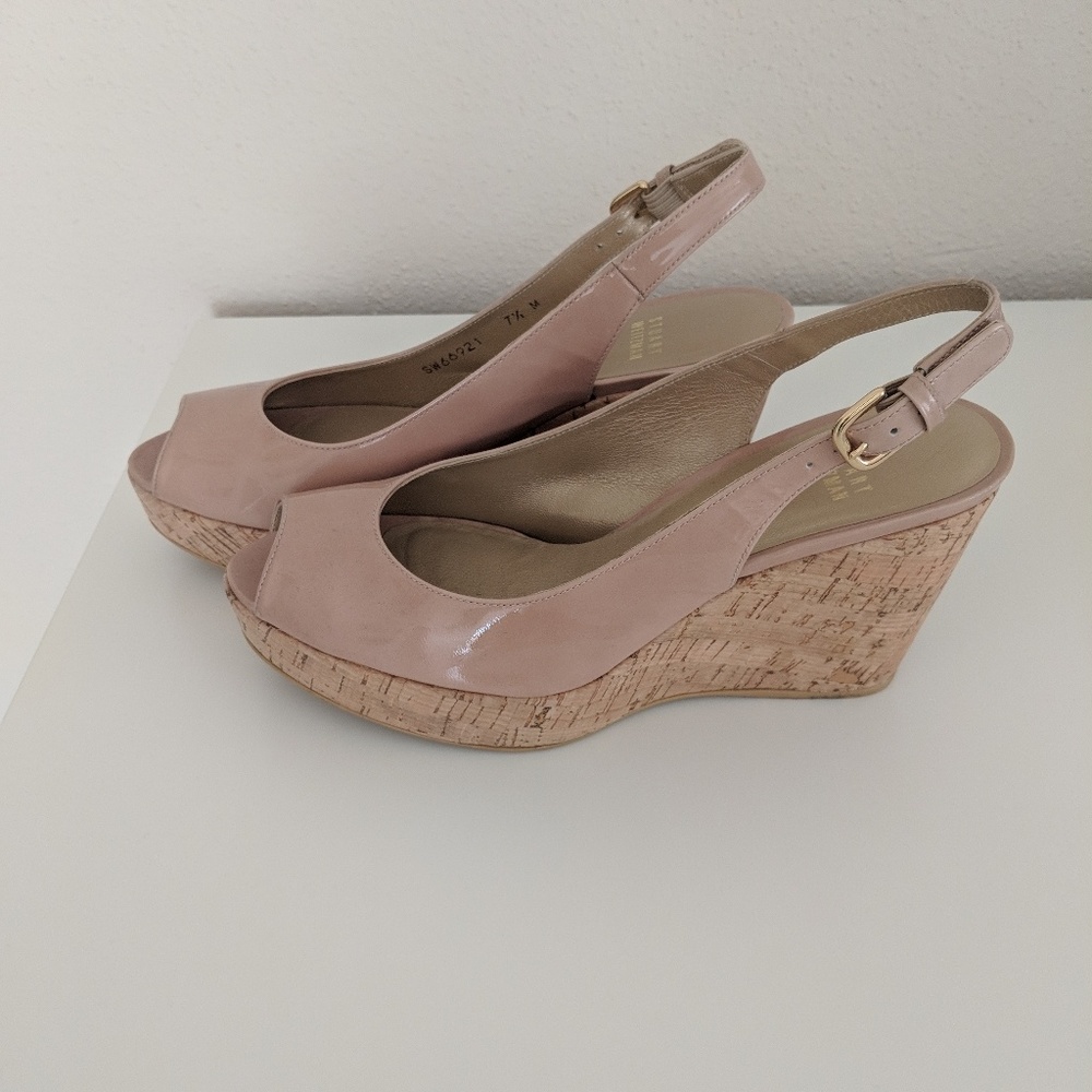 Stuart Weitzman Patent Leather Slingback Wedges